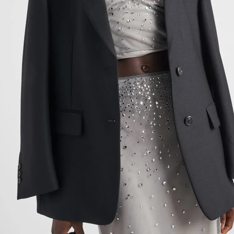 PRADA Crystal studded Tulle Midi Skirt-2