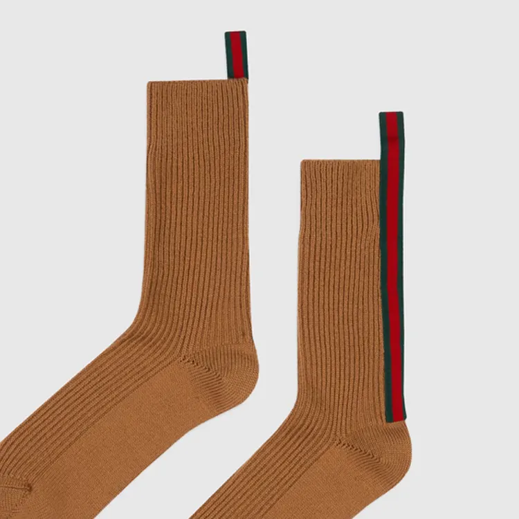 GUCCI SS24 Knee-High Socks Unisex 1 Pack Brown-4