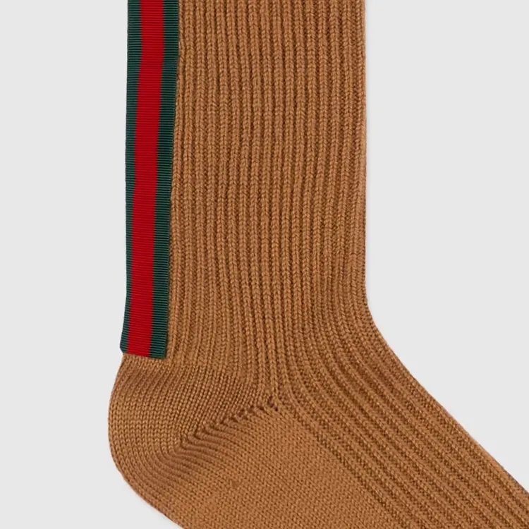 GUCCI SS24 Knee-High Socks Unisex 1 Pack Brown-2