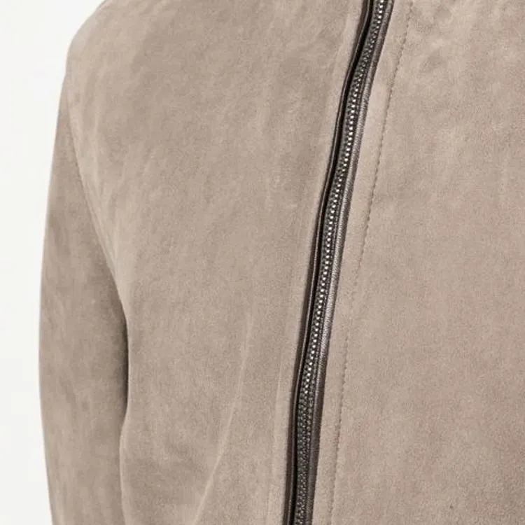 CANALI Leather Jacket Men's Gray-5