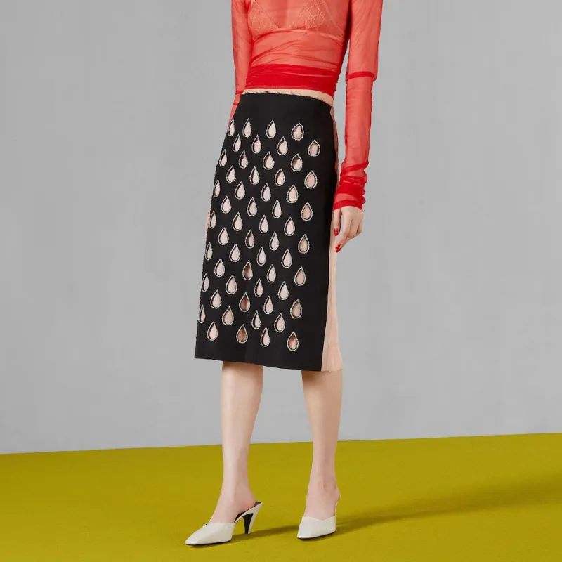 GUCCI Two Toned Cut Out Detailed Skirt-3
