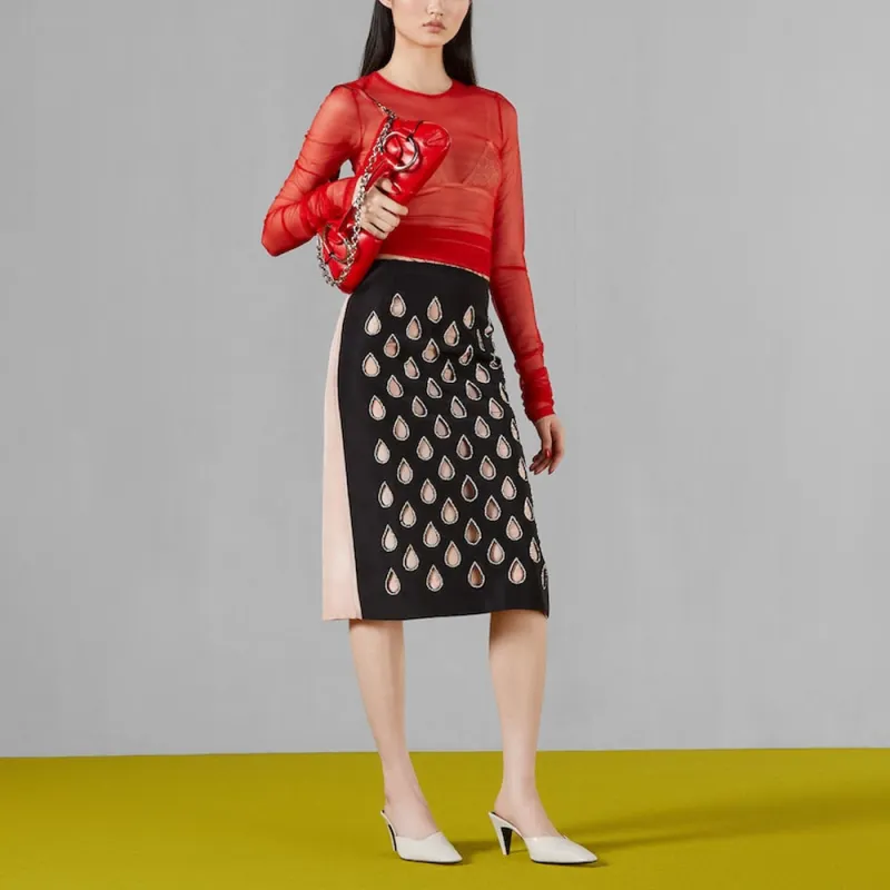 GUCCI Two Toned Cut Out Detailed Skirt-1