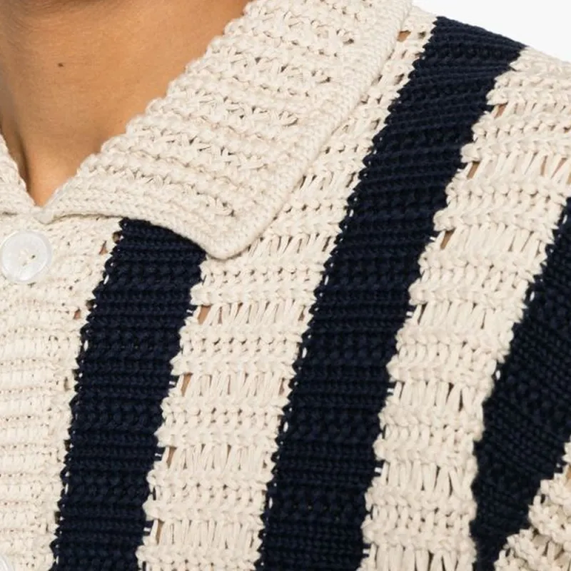 Orlebar Brown Thomas Stripe pattern Crochet Shirt-4