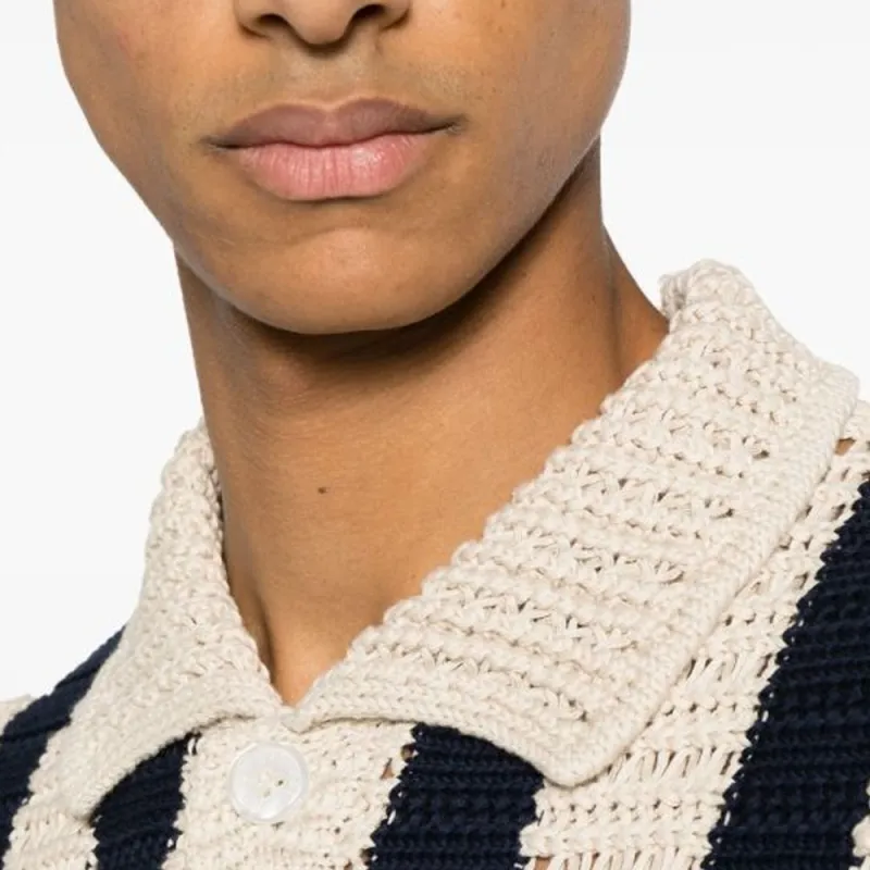 Orlebar Brown Thomas Stripe pattern Crochet Shirt-5