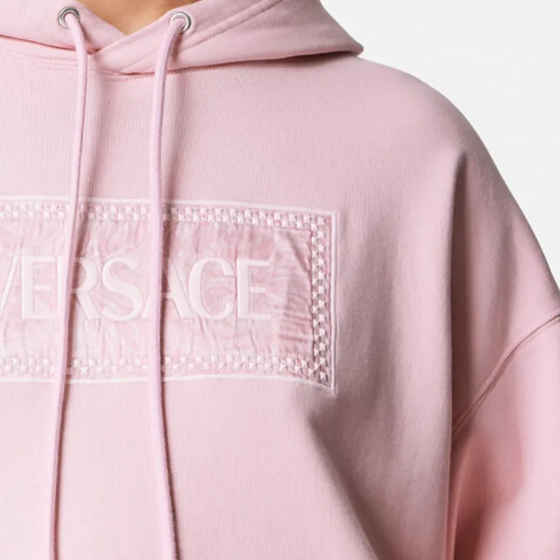 VERSACE Logo embroidered Cotton Hoodie-5