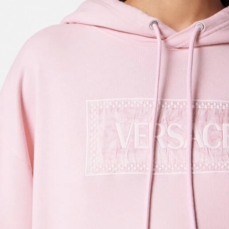VERSACE Logo embroidered Cotton Hoodie-3