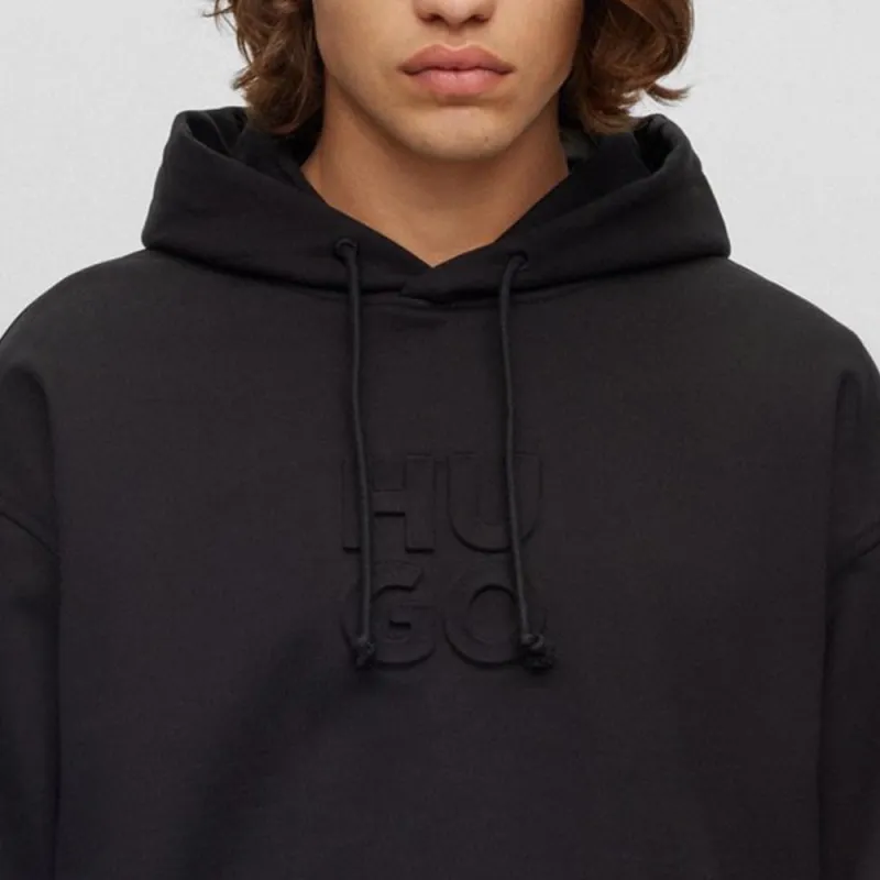 HUGO BOSS Logo embossed Drawstring Cotton Hoodie-2