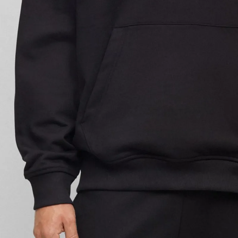 HUGO BOSS Logo embossed Drawstring Cotton Hoodie-4