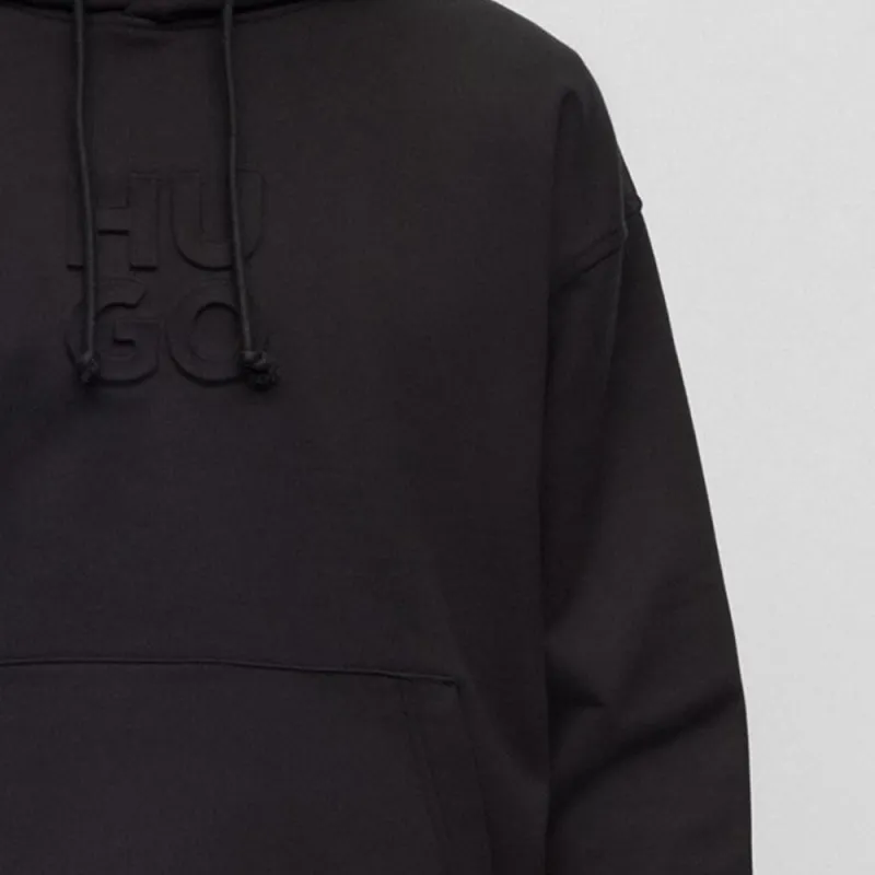 HUGO BOSS Logo embossed Drawstring Cotton Hoodie-5