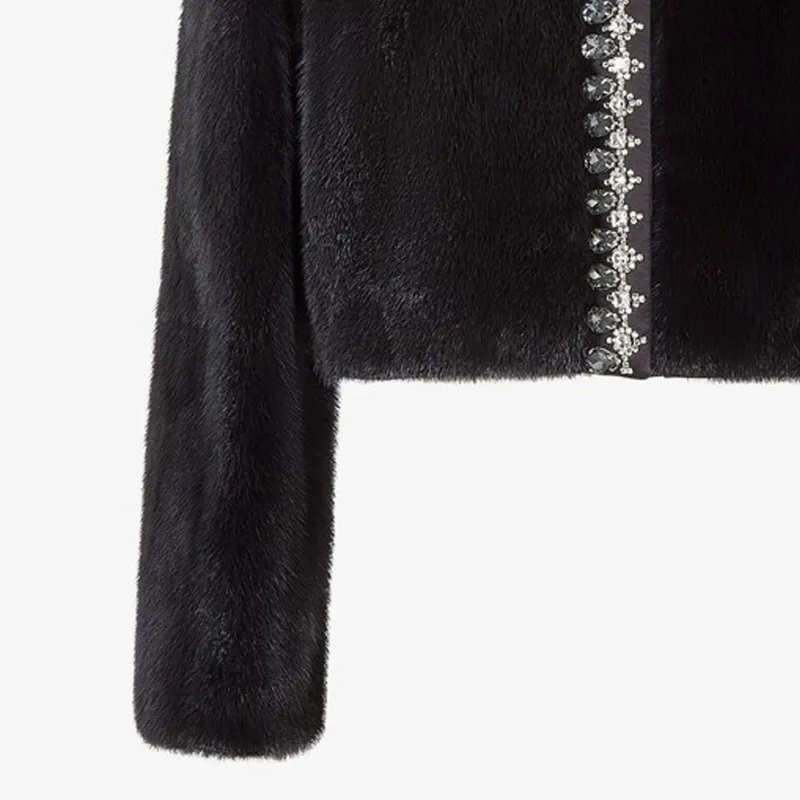 FENDI Velvet-feel Coat Women's Black-4