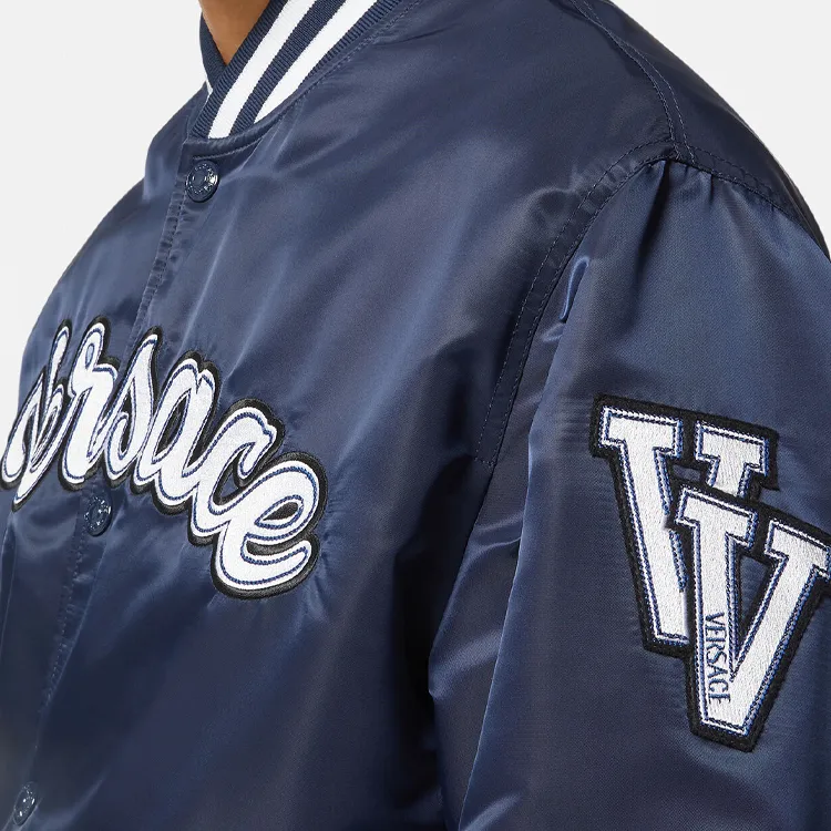 VERSACE Logo Embroidered Button Up Jacket-1