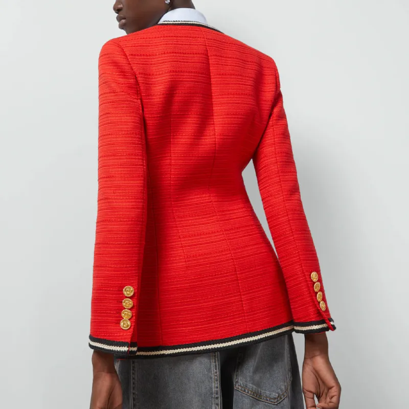 GUCCI Contrasting Trim Button-Up Blazer-2