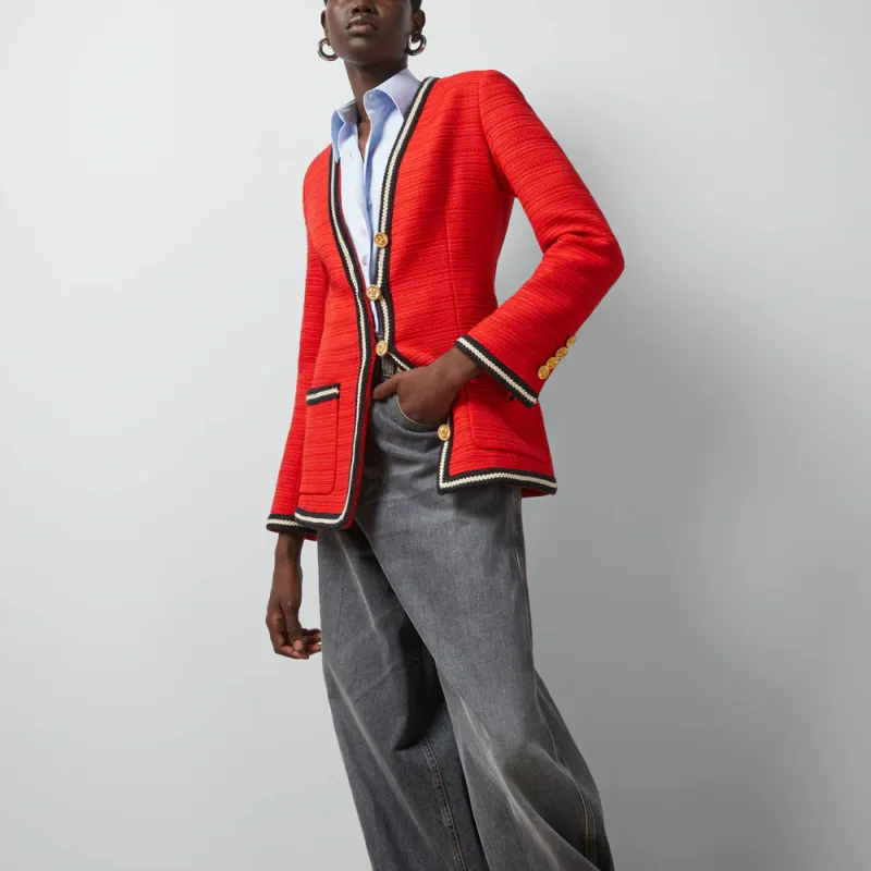 GUCCI Contrasting Trim Button-Up Blazer-3