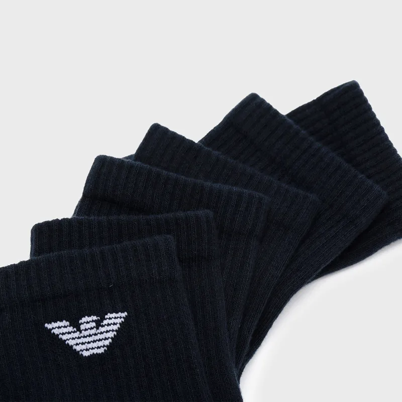 EMPORIO ARMANI Mid Calf Socks Men's 3 Pack Navy Blue-5