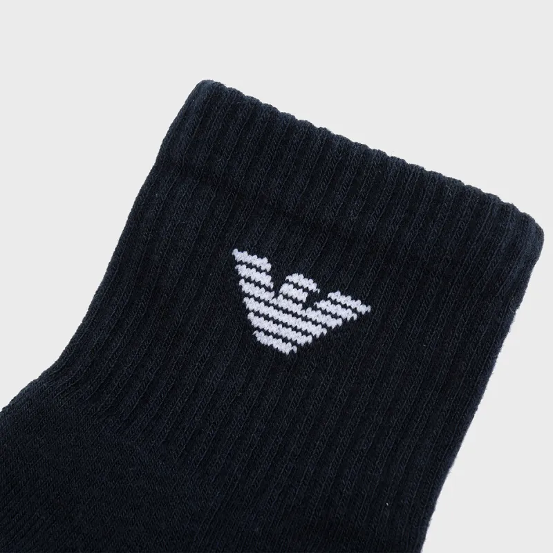 EMPORIO ARMANI Mid Calf Socks Men's 3 Pack Navy Blue-3