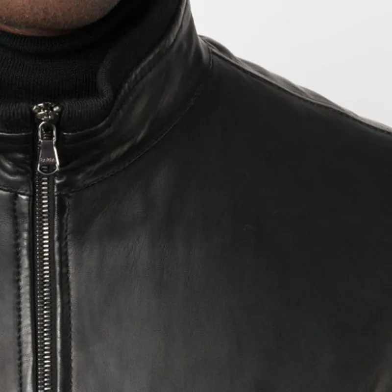 BARBA Zip-up Leather Jacket-5