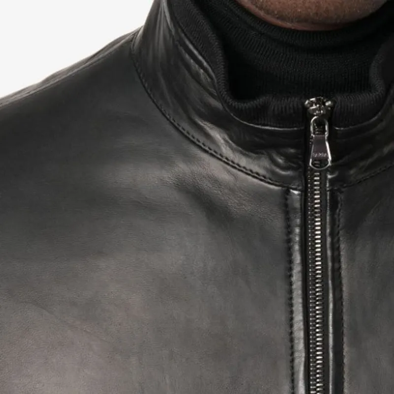 BARBA Zip-up Leather Jacket-4