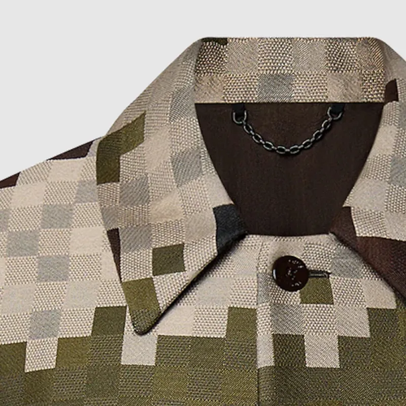 LOUIS VUITTON Silk Blend Tailored Damier Damoflage Blouson-5