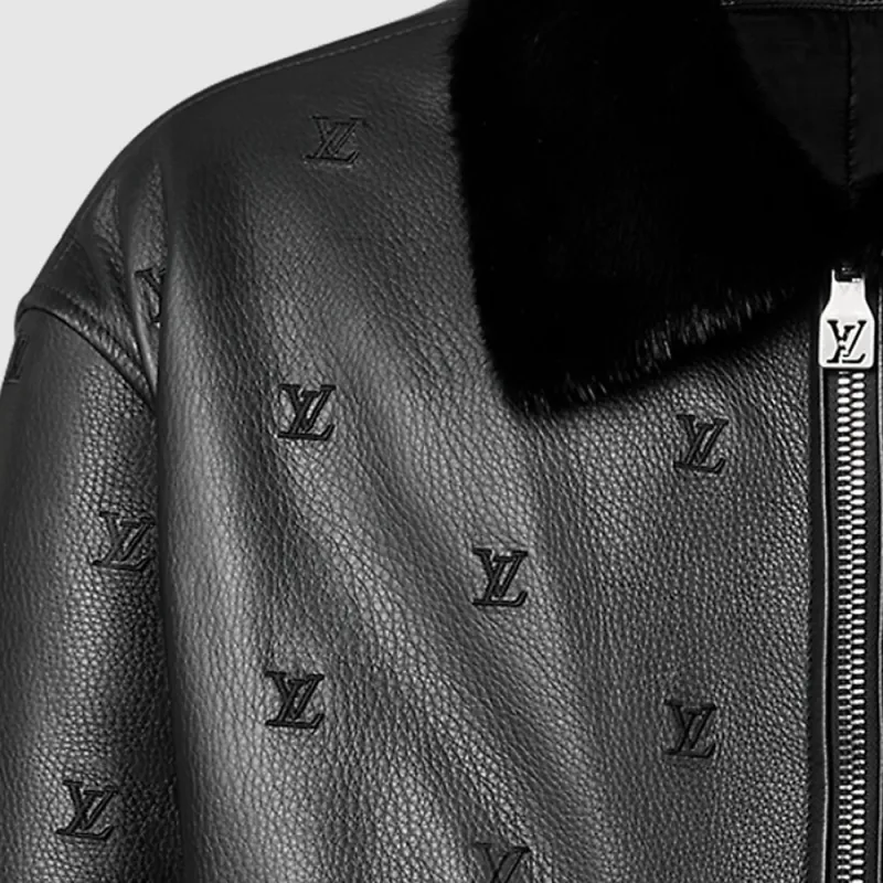 LOUIS VUITTON SS24 Leather Jacket Men's Black-4