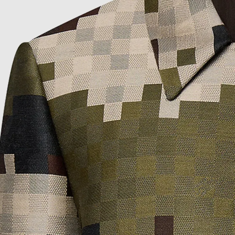 LOUIS VUITTON Silk Blend Tailored Damier Damoflage Blouson-6