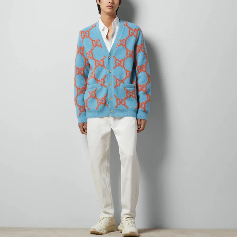GUCCI Gg Intarsia Knit Cardigan-1