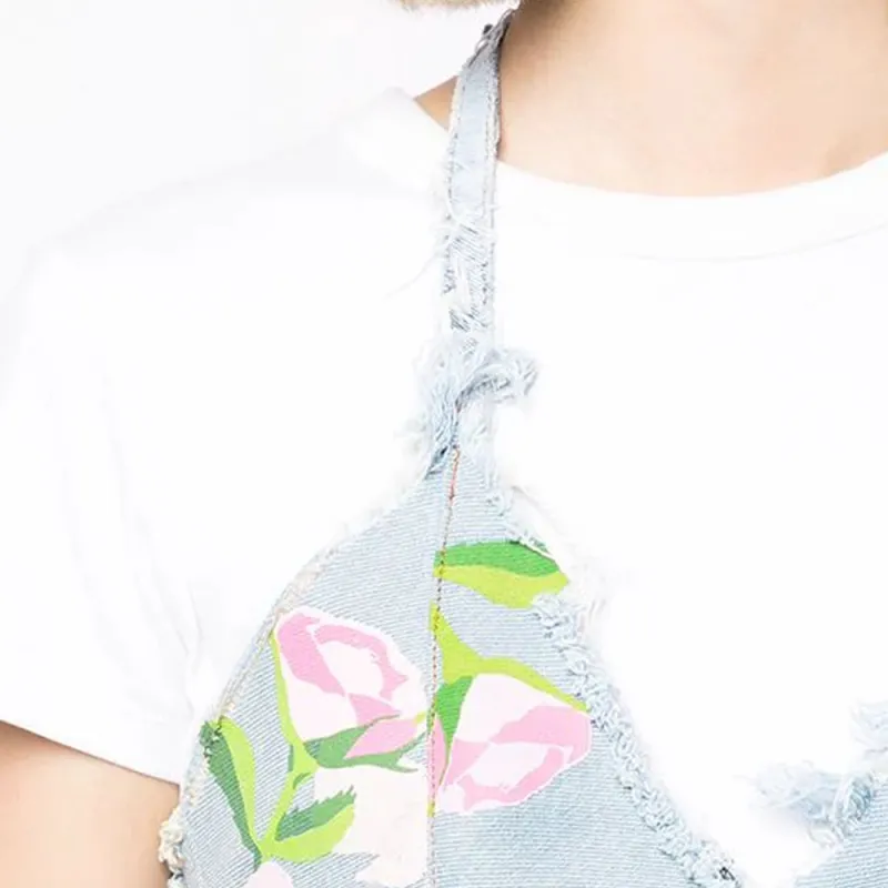 NATASHA ZINKO Upcycled-denim Rose Bra Top-1