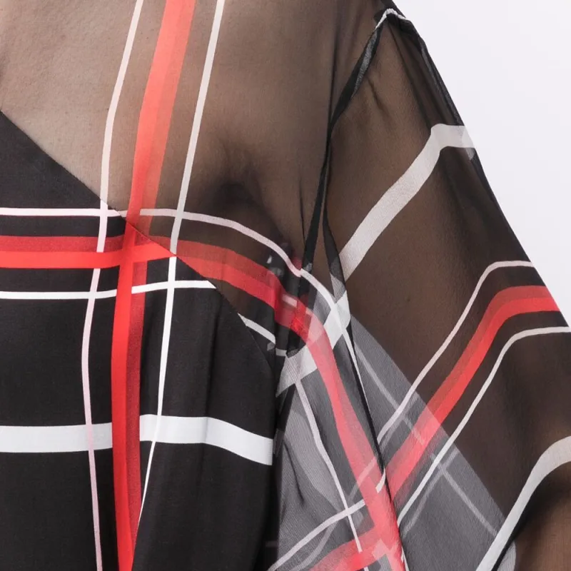 Ports 1961 Check-pattern Silk Midi Dress-4