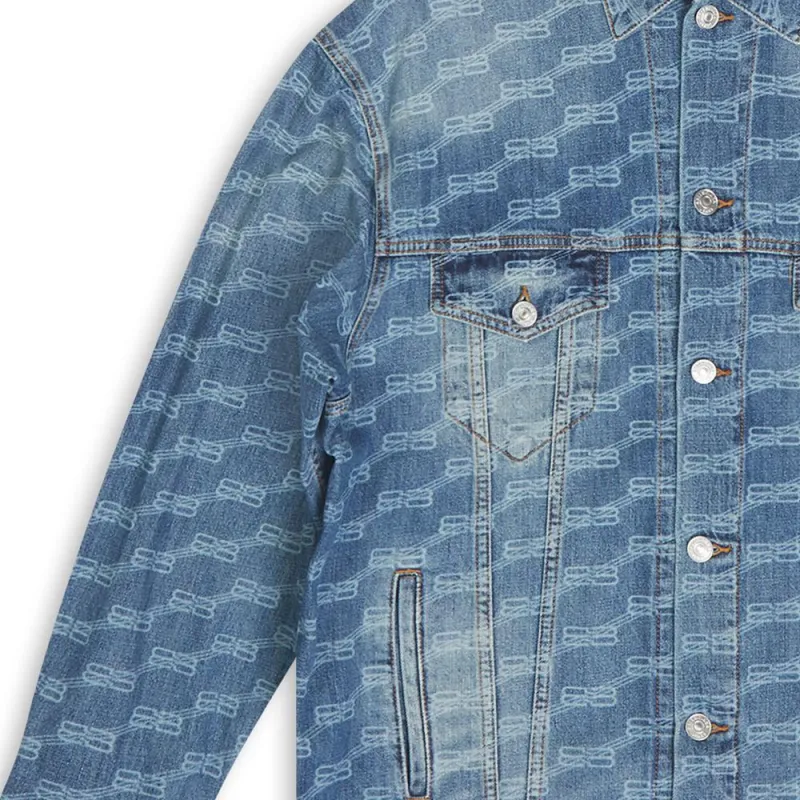 Balenciaga FW22 Denim Jacket Unisex Fitted Style Blue-7