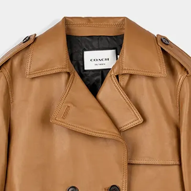 COACH SS24 Leather Jacket Women's Light Brown-2