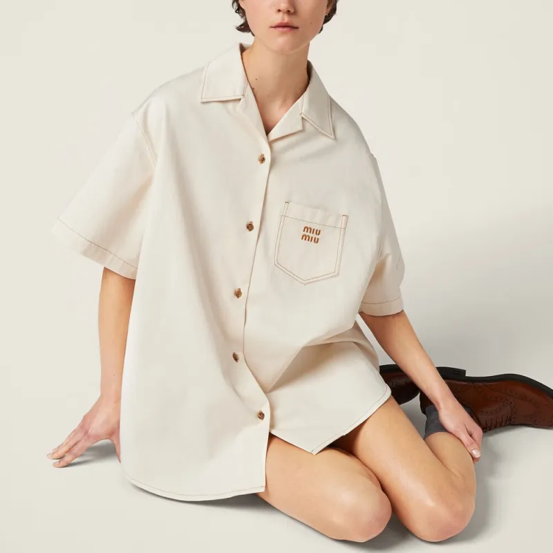 MIU MIU SS24 Short Sleeved Dresses Women's Beige-4