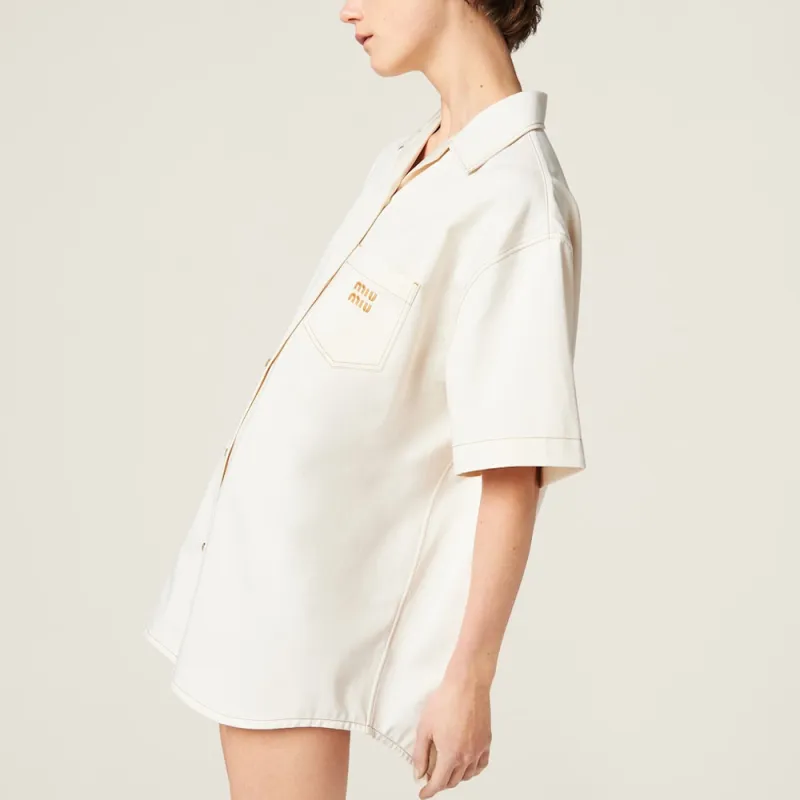 MIU MIU SS24 Short Sleeved Dresses Women's Beige-3