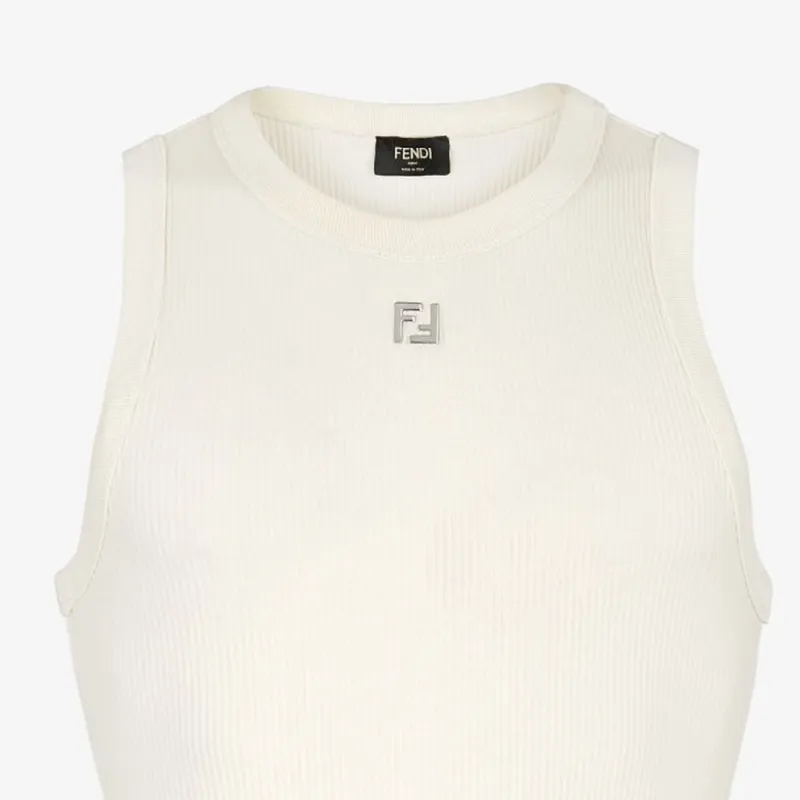 FENDI Logo Plaque Ribbed Bodysuit-6