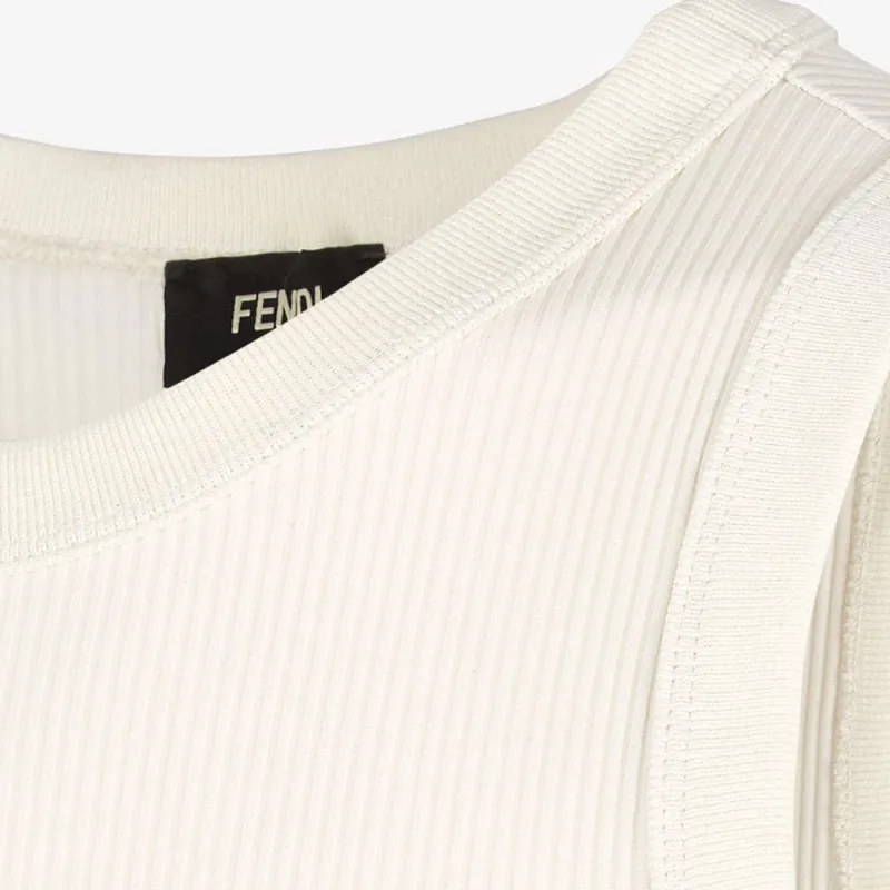 FENDI Logo Plaque Ribbed Bodysuit-5