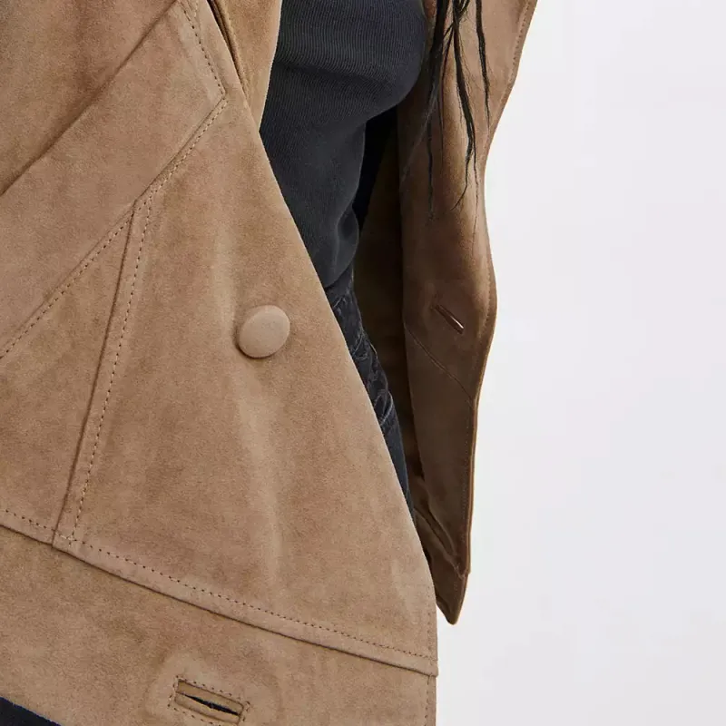 COACH SS24 Leather Jacket Women's Khaki-4