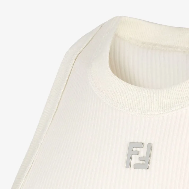 FENDI Logo Plaque Ribbed Bodysuit-4