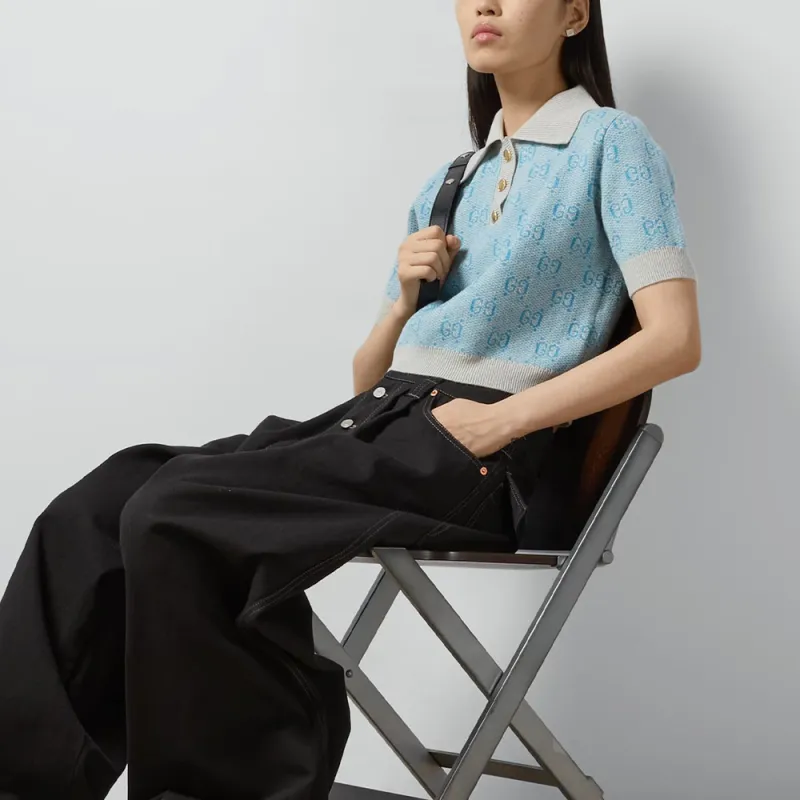 GUCCI SS24 Polo Shirt Women's Light Blue-4