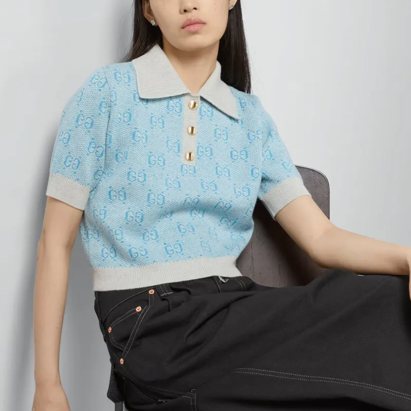 GUCCI SS24 Polo Shirt Women's Light Blue-2