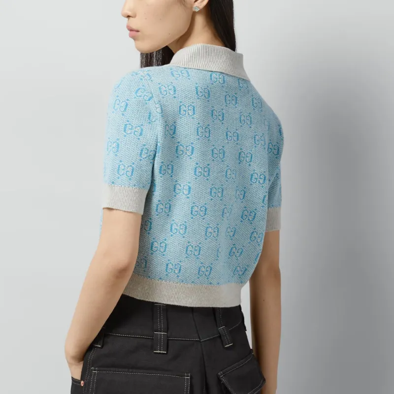 GUCCI SS24 Polo Shirt Women's Light Blue-3
