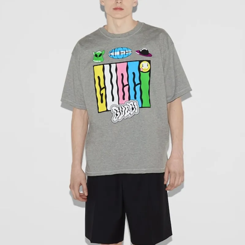 GUCCI T-Shirts Men Gray-2