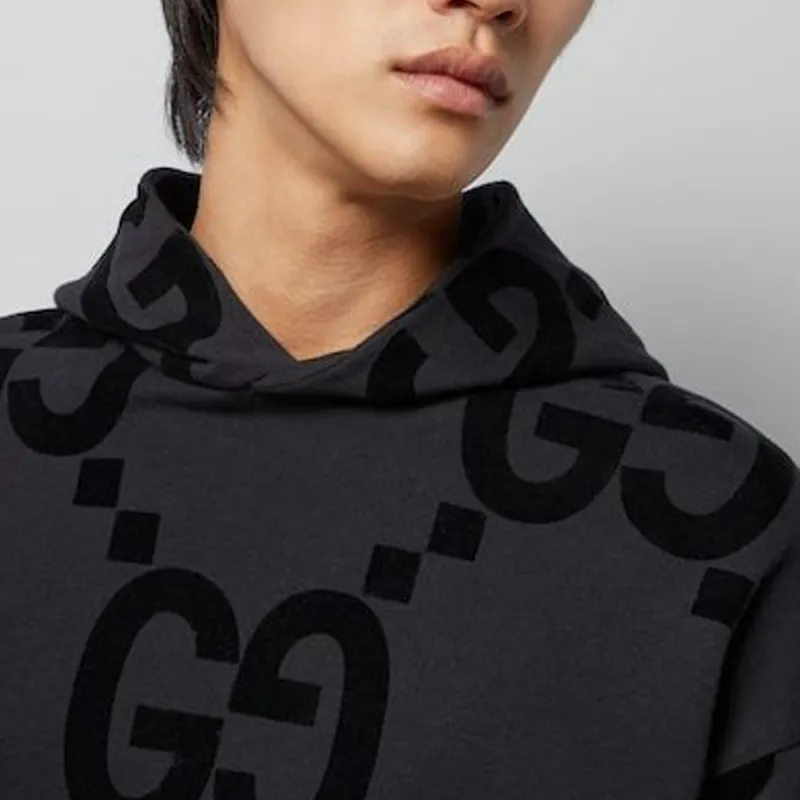 GUCCI Gg Flocked Printed Fleece Hoodie-3