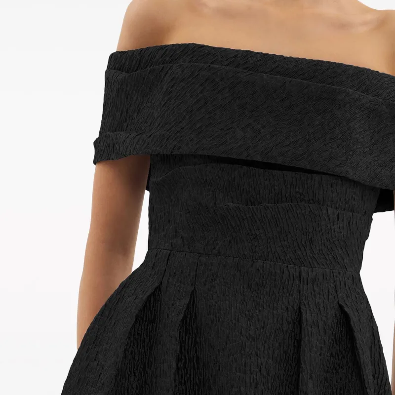Rebecca Vallance Helene Textured Off shoulder Midi Dress-4