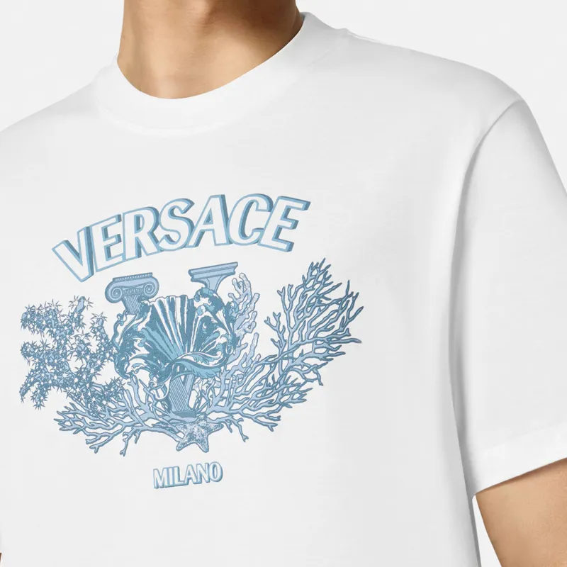VERSACE University Coral Cotton T shirt-4