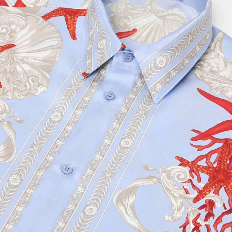 VERSACE Sea Printed Long Sleeved Buttoned Shirt-4