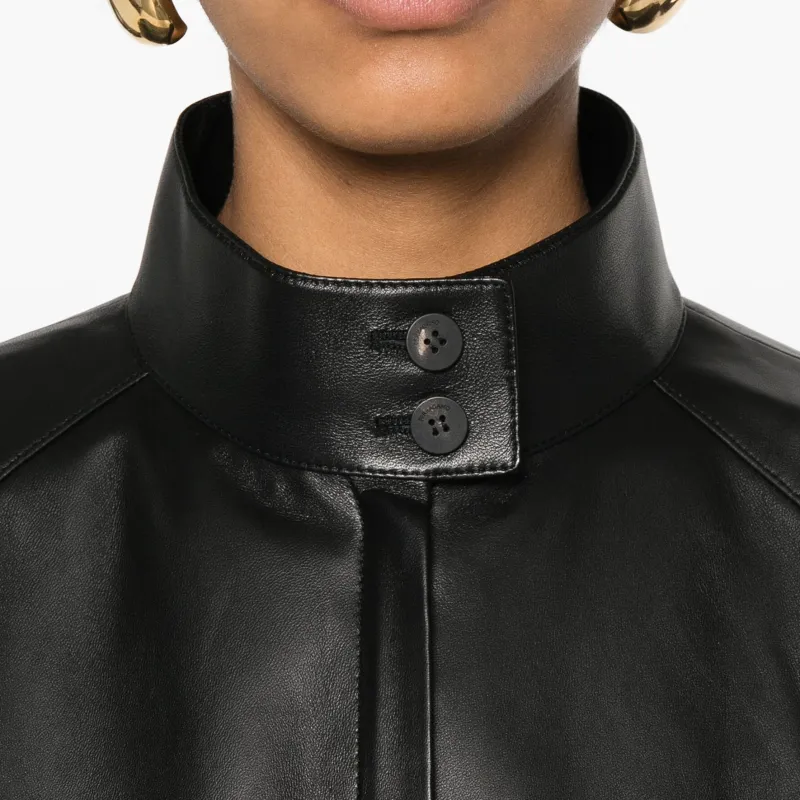 FERRAGAMO SS24 Leather Jacket Women's Black-4