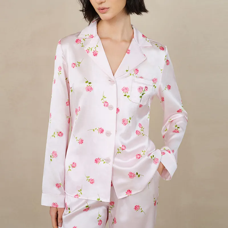 SILKY MIRACLE SS24 Pajama Set Women's Rose Print-2