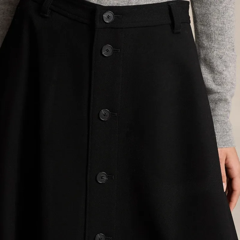 Polo Ralph Lauren FW24 Casual Long Skirt Women's Black-4