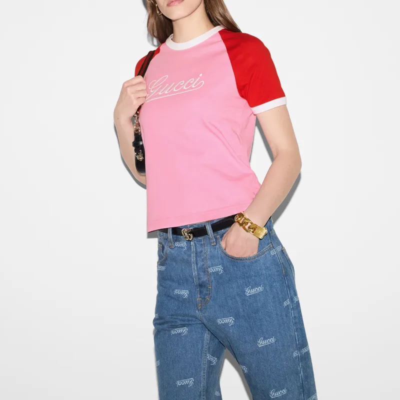 GUCCI Logo print Cotton T shirt-3