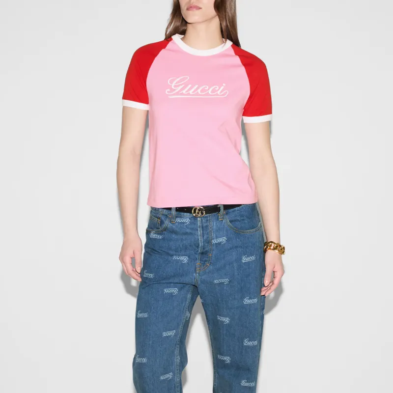 GUCCI Logo print Cotton T shirt-1