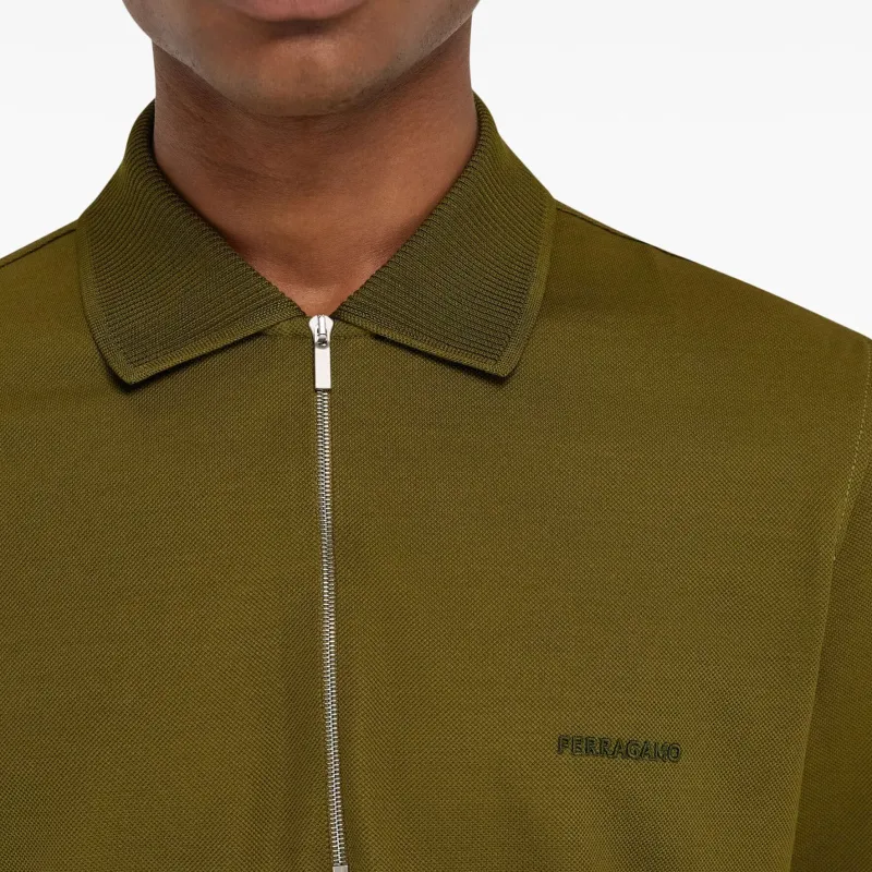 Ferragamo Logo Embroidered Knitted Polo Shirt-4