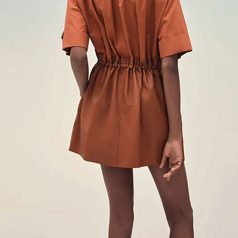 HERMES Short-Sleeved Dresses Women's Umber-5